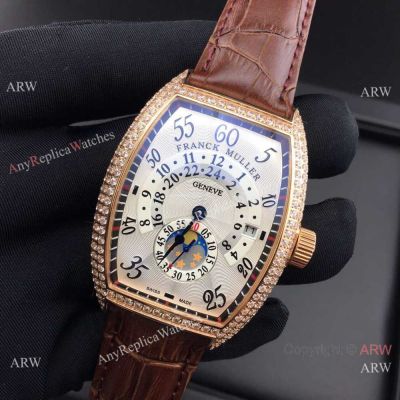 Replica Franck Muller Cintree Curvex Day & Night Watch Diamond Case White Face